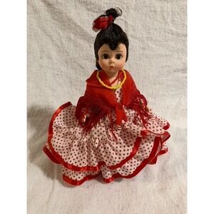 Madame Alexander Spain 8" Doll White With Red Polka Dot Dress